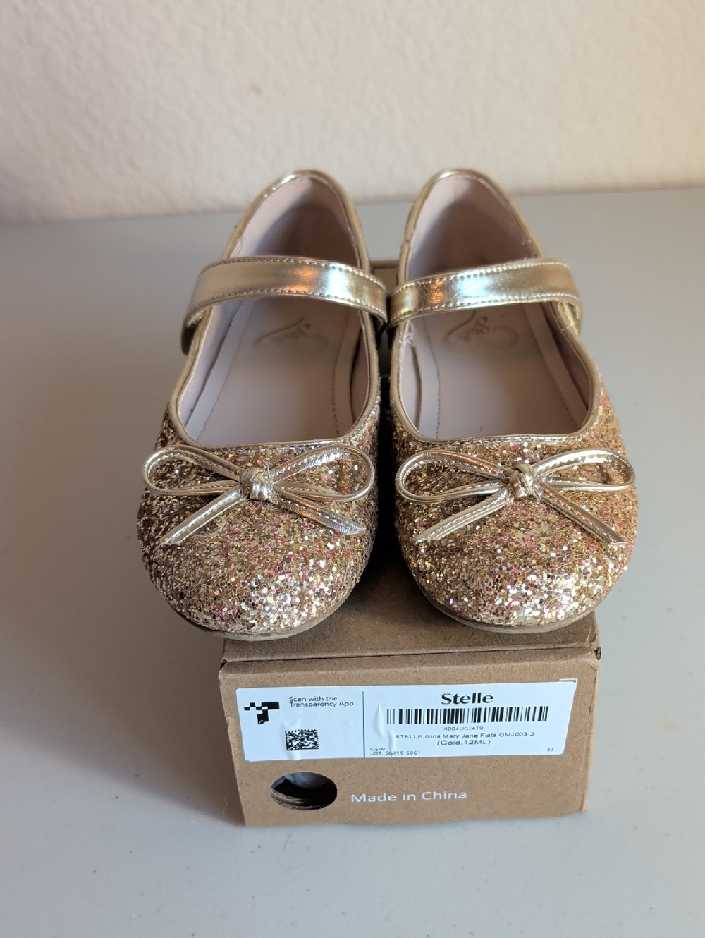 Girls' Gold Glitter Mary Jane Shoes